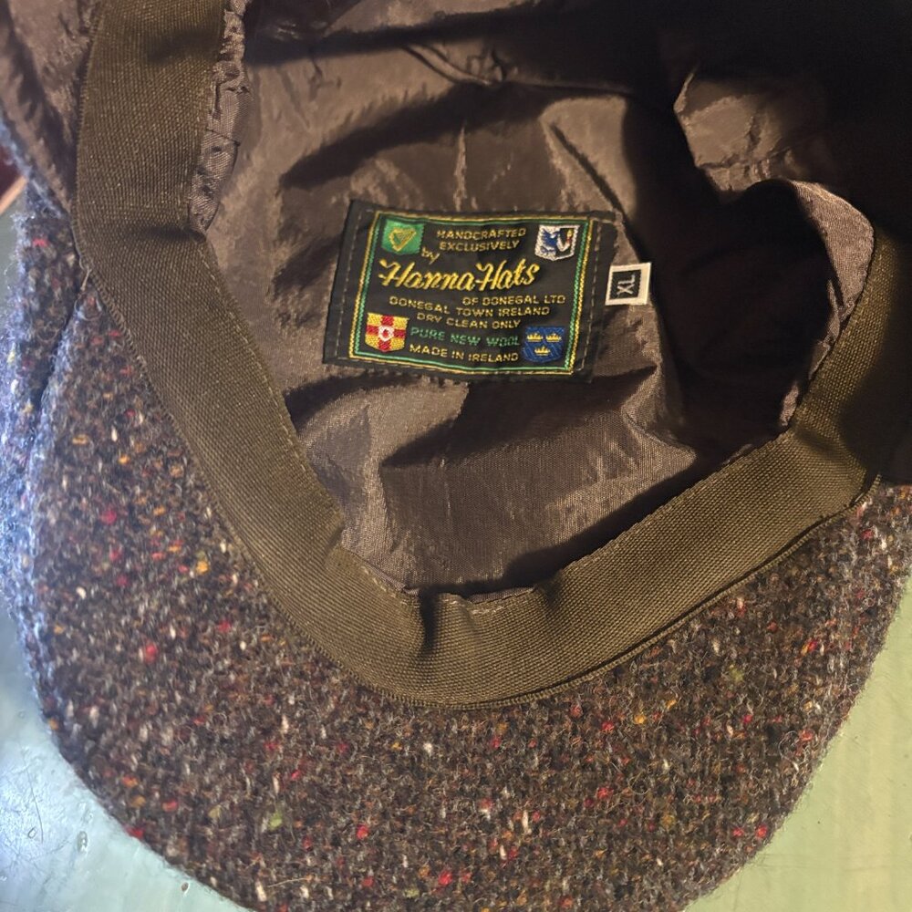 Vintage Hanna Hats Speckled Donegal Pure Wool Newsboy Cap Hat Size XL - Picture 7 of 10